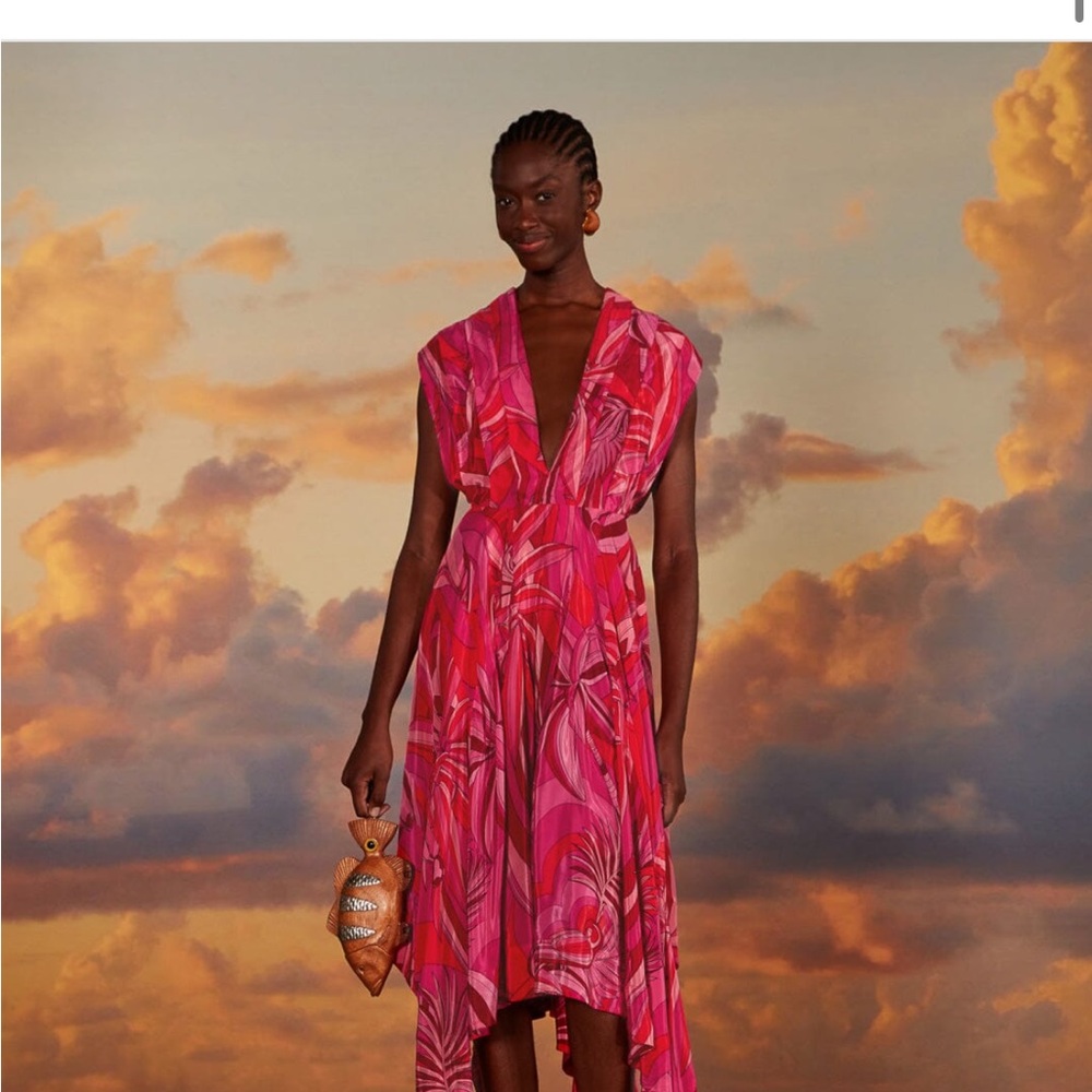 Farm Rio Endless Summer Elegant Pink Patterned Dress